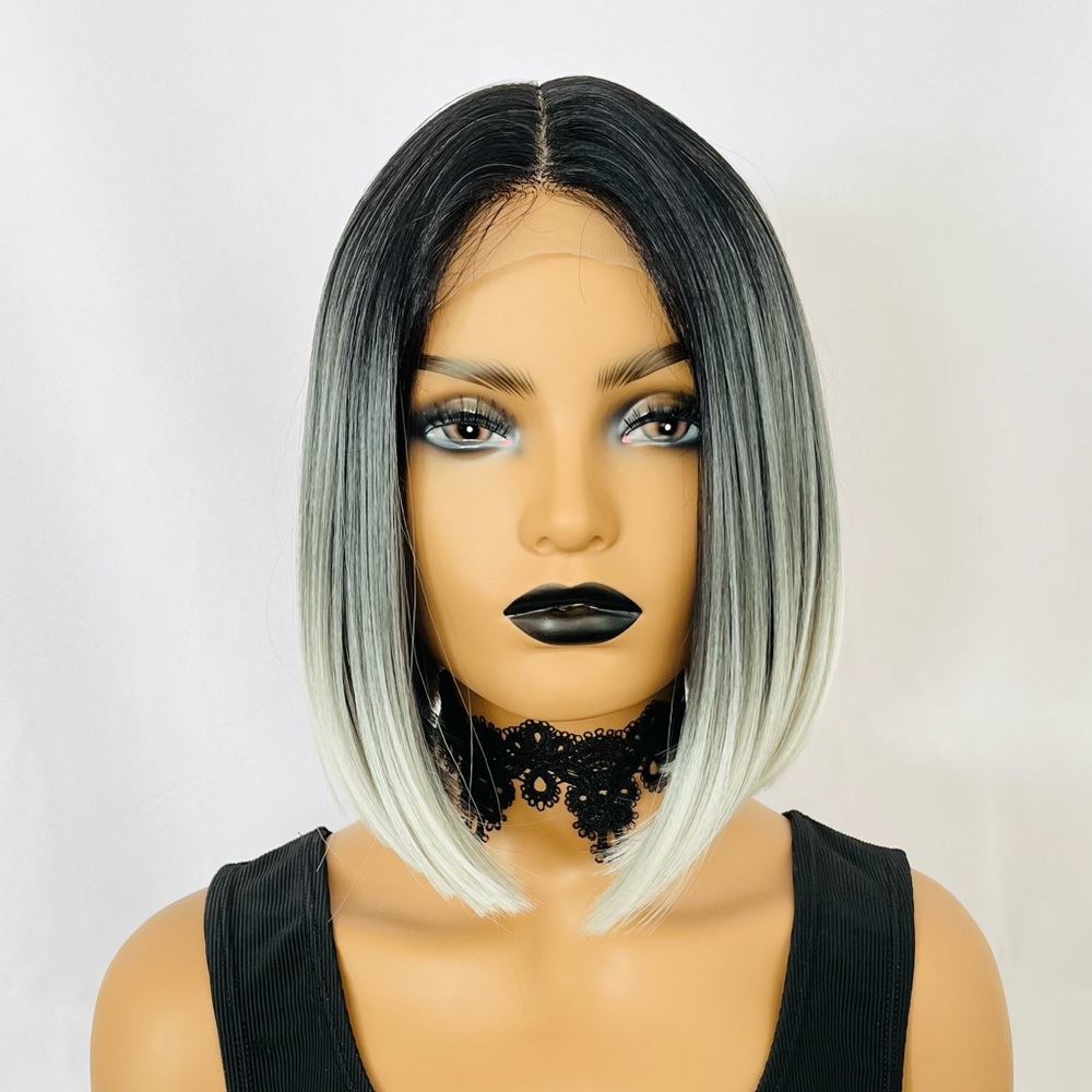 Gorgeous & Classic Ombre Pearl Grey Premium Fiber Lace Front Wig!